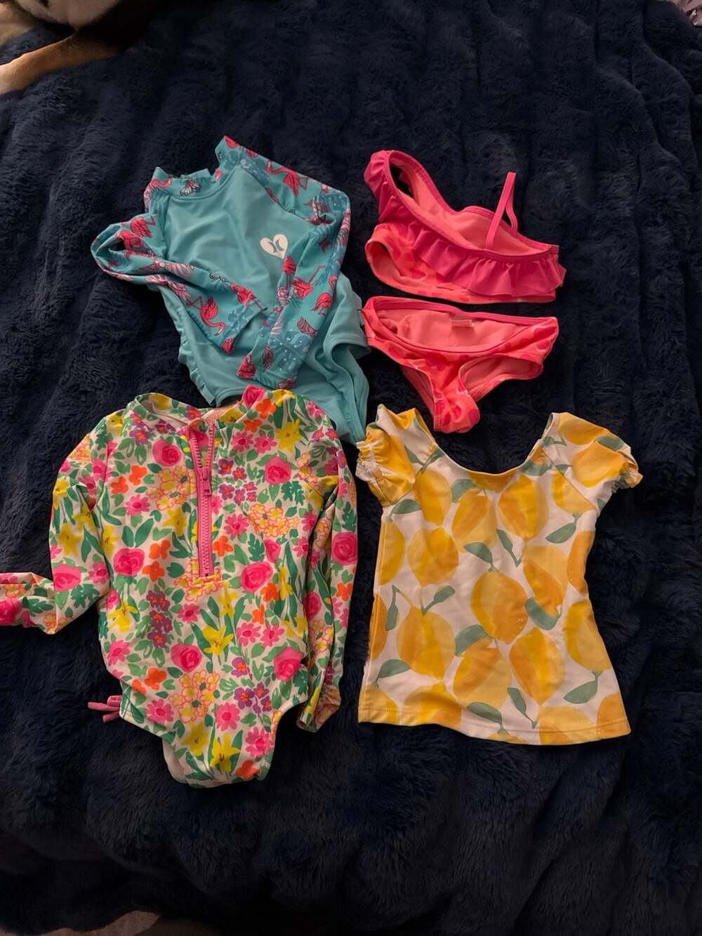 Mixed Toddler Girls Swimwear Bundle - 4 Pieces Including Rashguards and Two-Piec